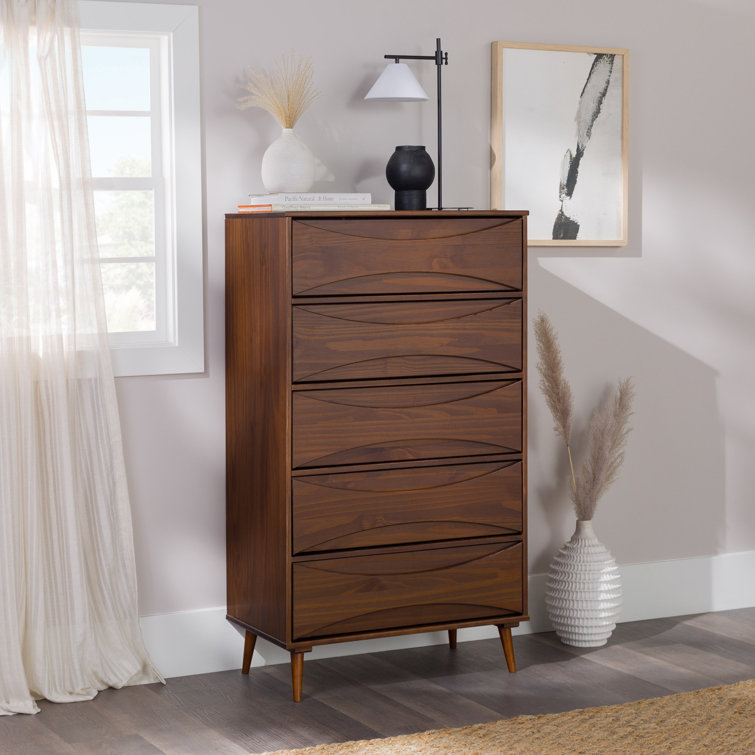 Wade Logan® Amoakuh 5Drawer Solid Wood Chest & Reviews Wayfair